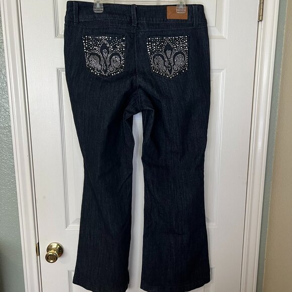 New Jeans Colony Jeans, size 18, dark blue, silver rhinestone pockets - Picture 1 of 6